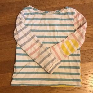 Mini Boden long sleeve striped top with elbow patches!